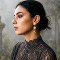 Large Stone Talon Brass Earrings
