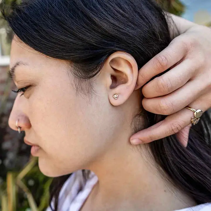 Mini Skull Post Earrings Sterling