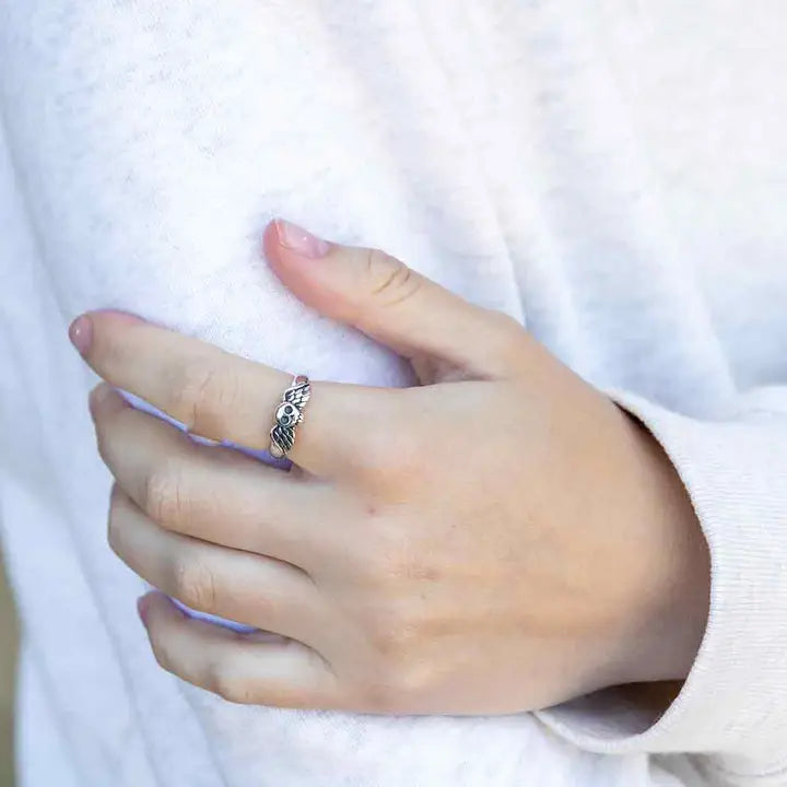 Winged Skull Sterling Ring