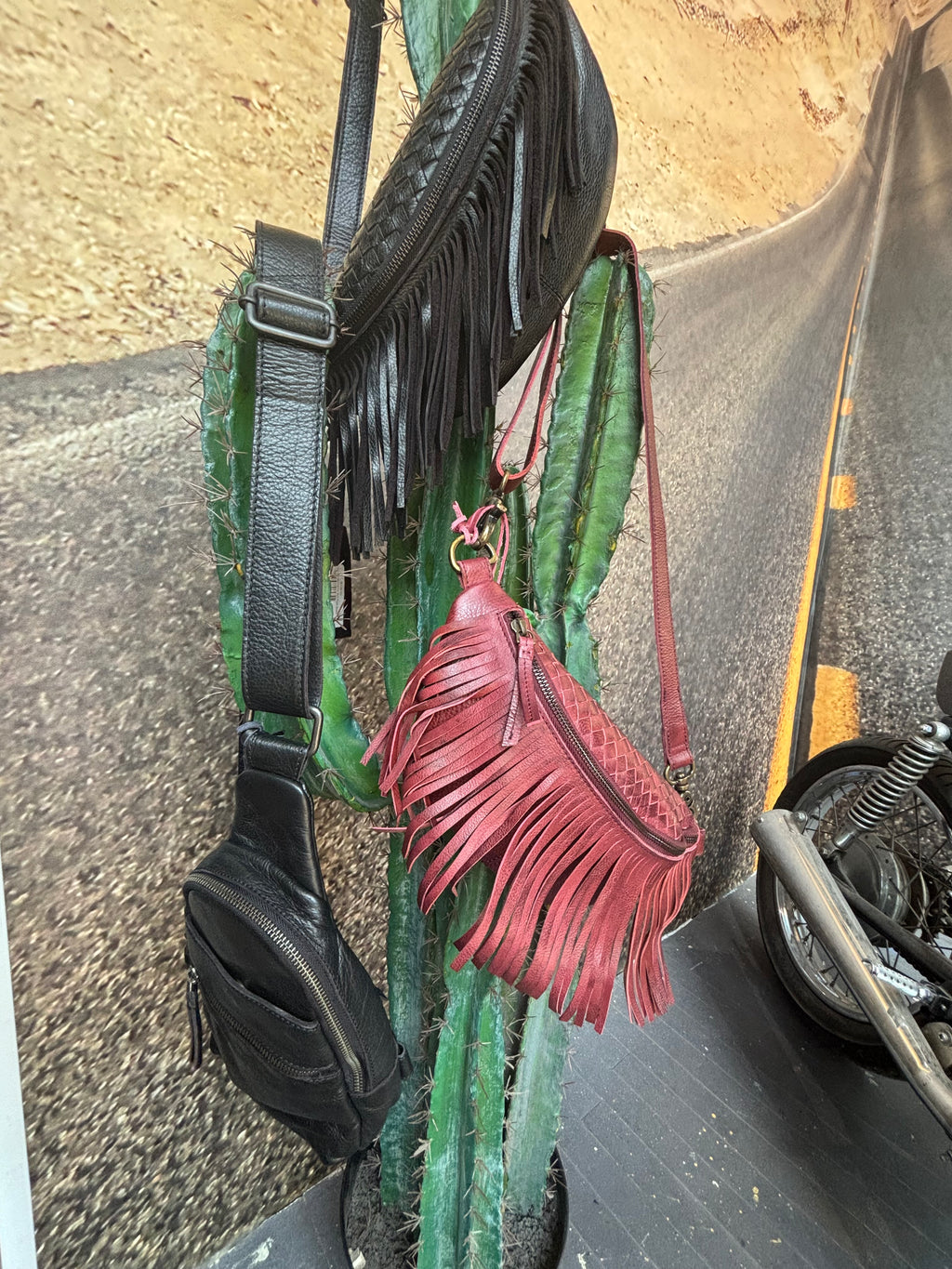 Woven Fringe Fanny Belt Pack Oxblood