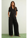 Soft Rayon Wide Leg Pants Black