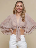 Sheer Tie Top Kimono Blush