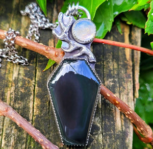 Coffin Pendant Necklace Jalisco Obsidian