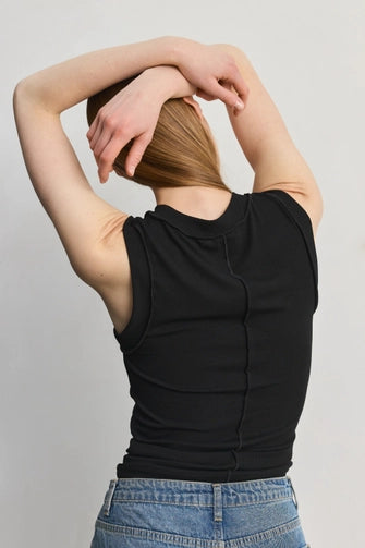 Julia Top Ribbed Tank Black