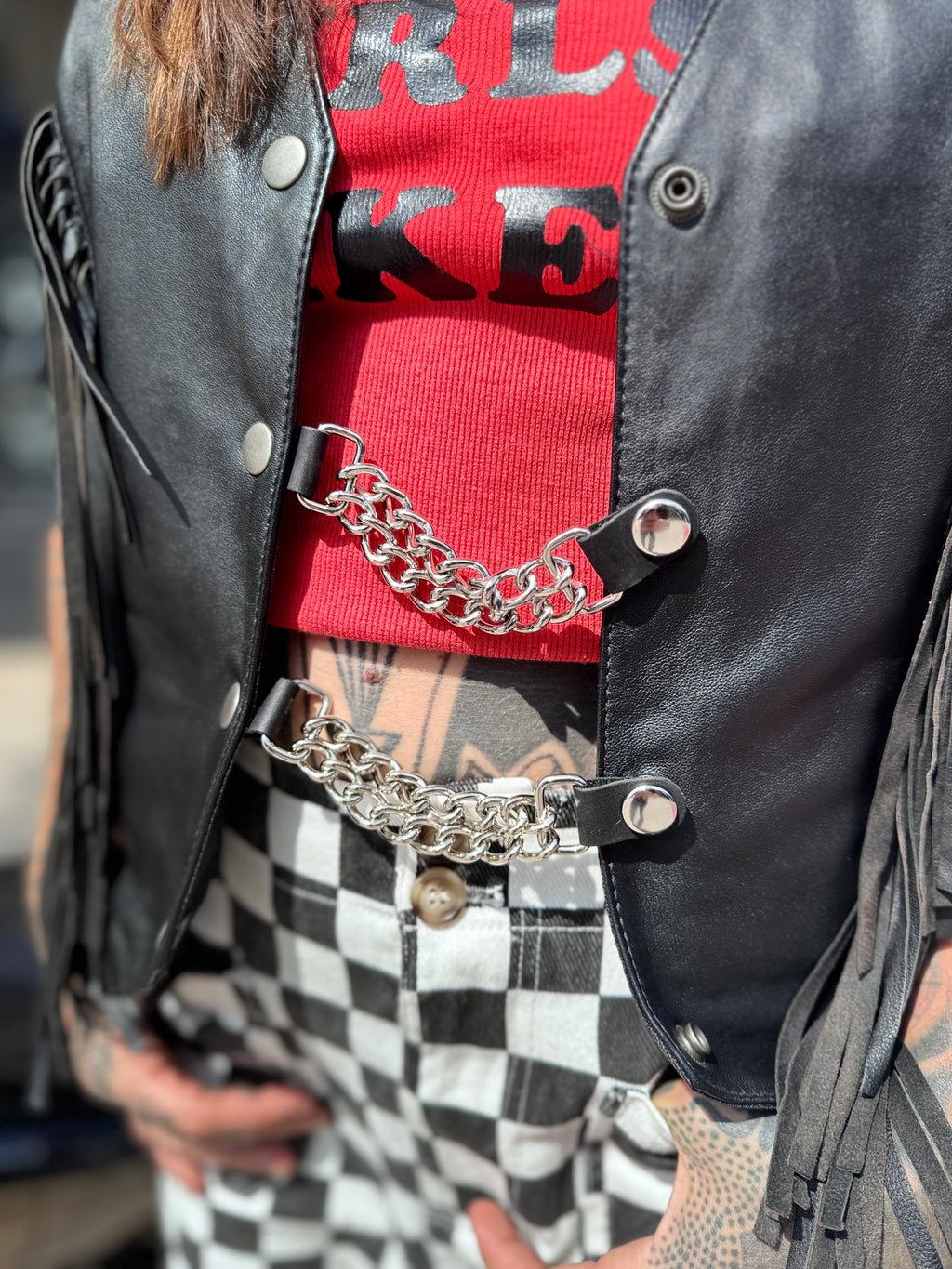 4" Leather Chain Vest Extender