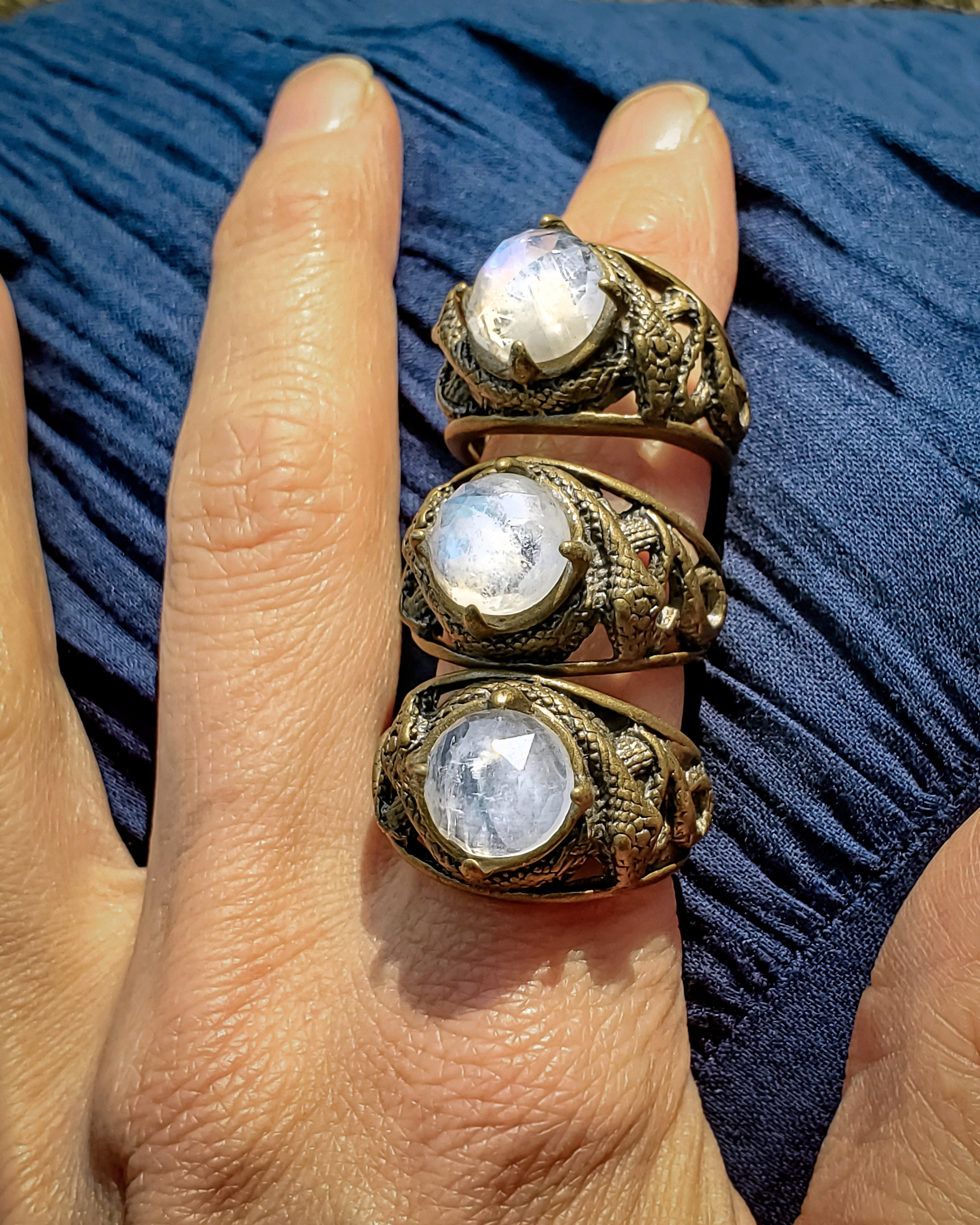 Moonstone Medusa Ring