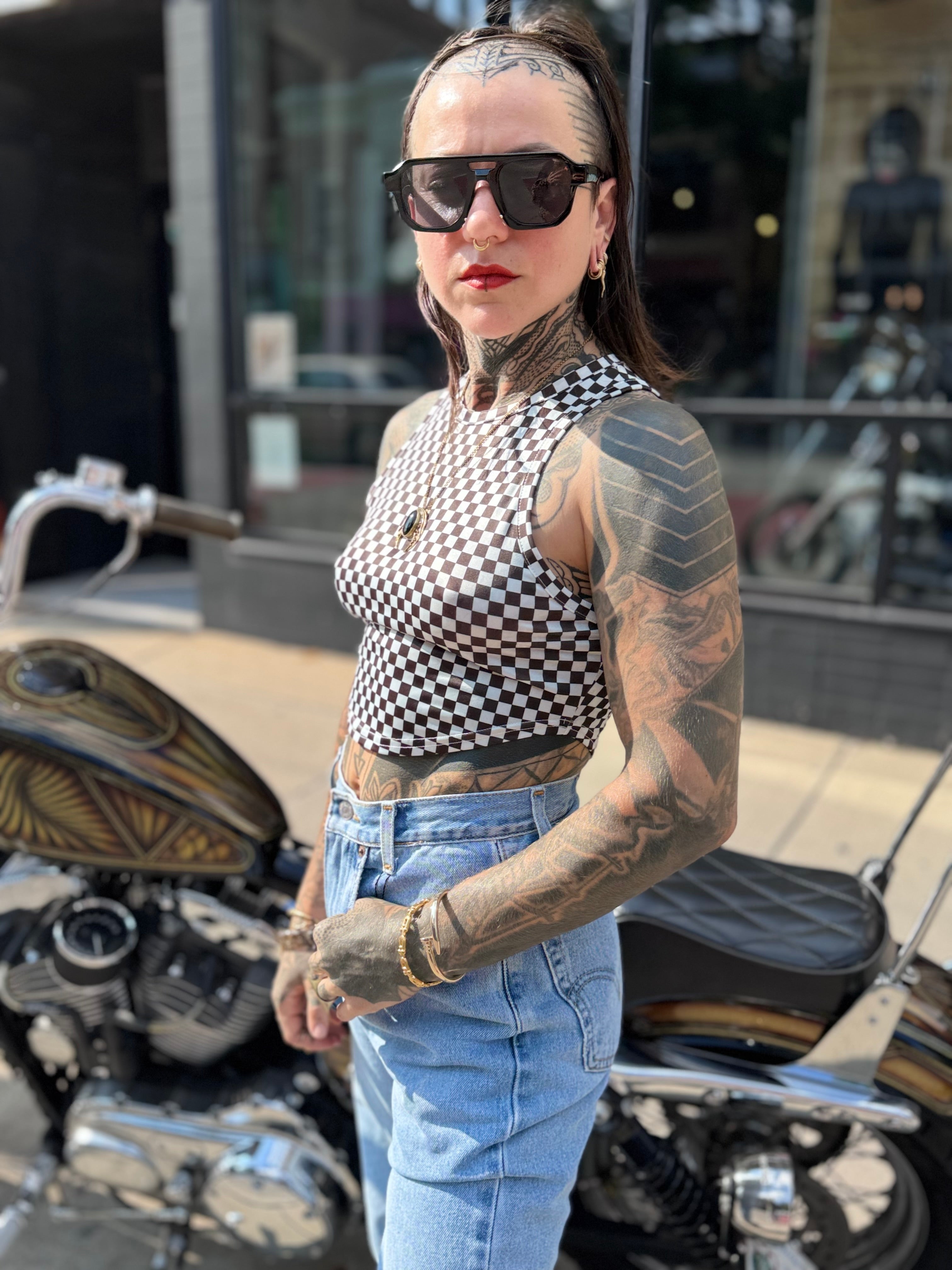 Cropped Checkered Tank