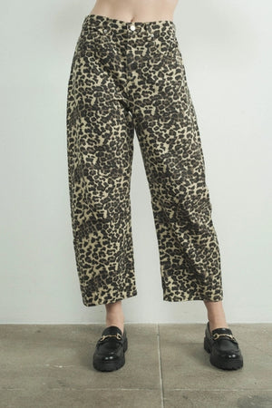 Crop Barrel Jeans Leopard Denim