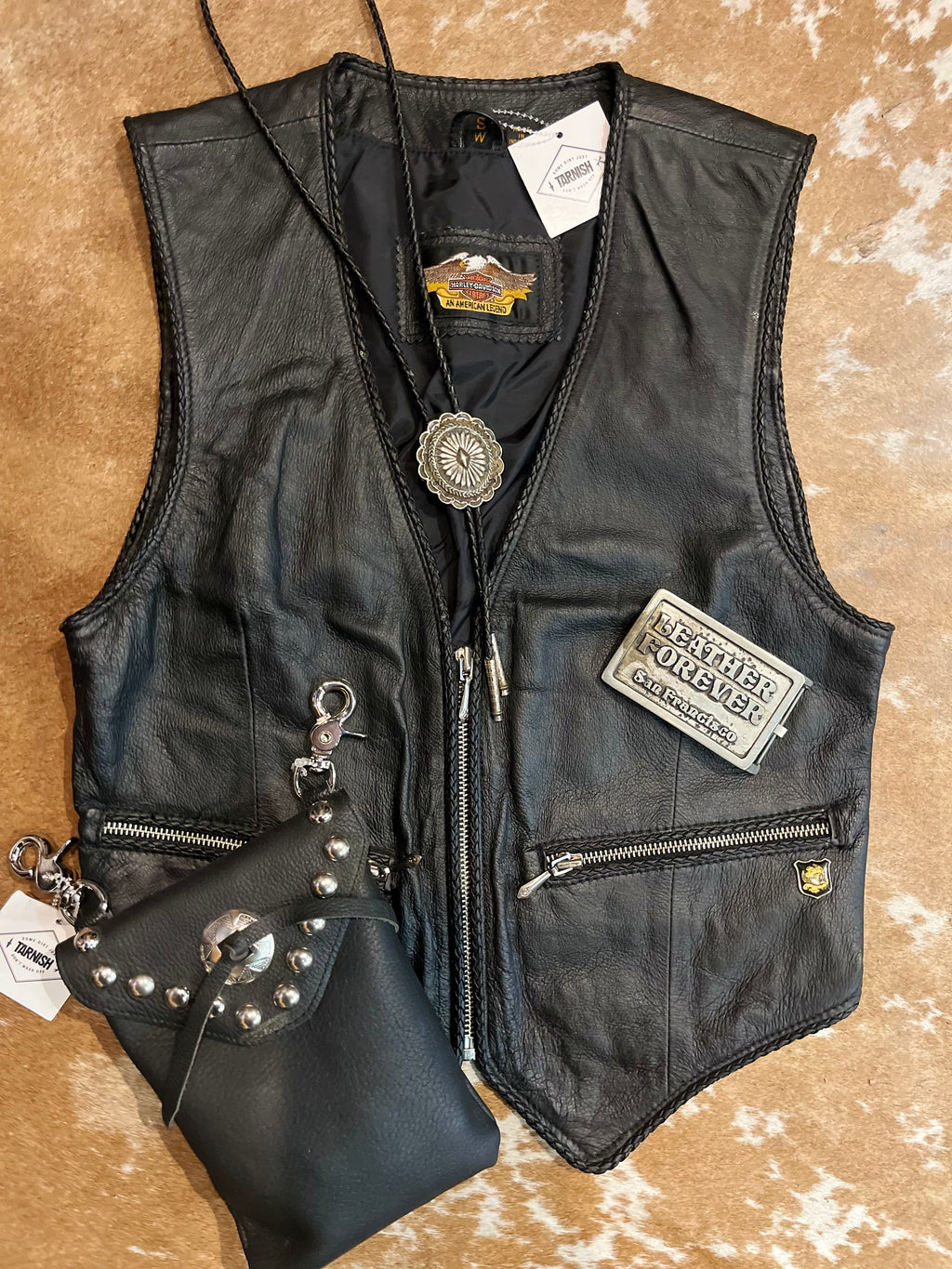 Vintage Harley Davidson Leather Vest Size S