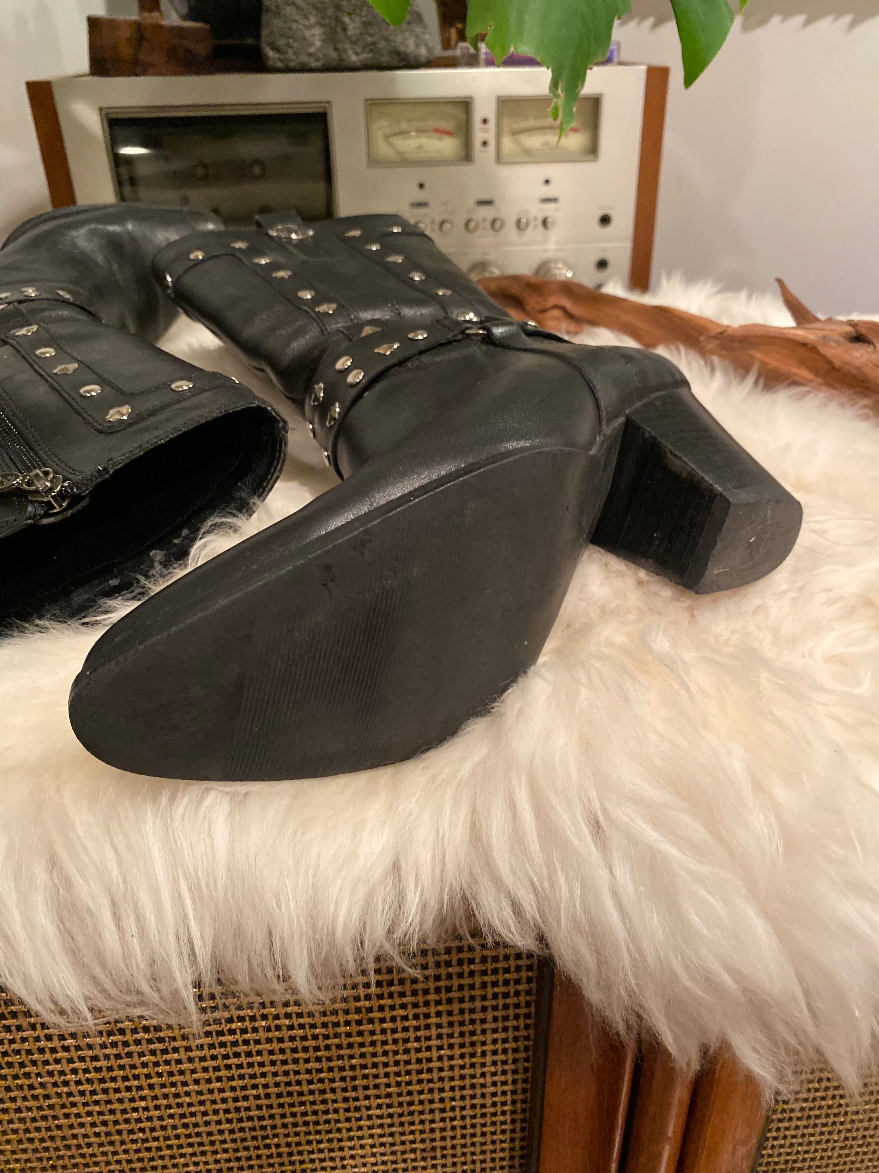 Vintage Harley Heeled Stud Boots Size 7.5
