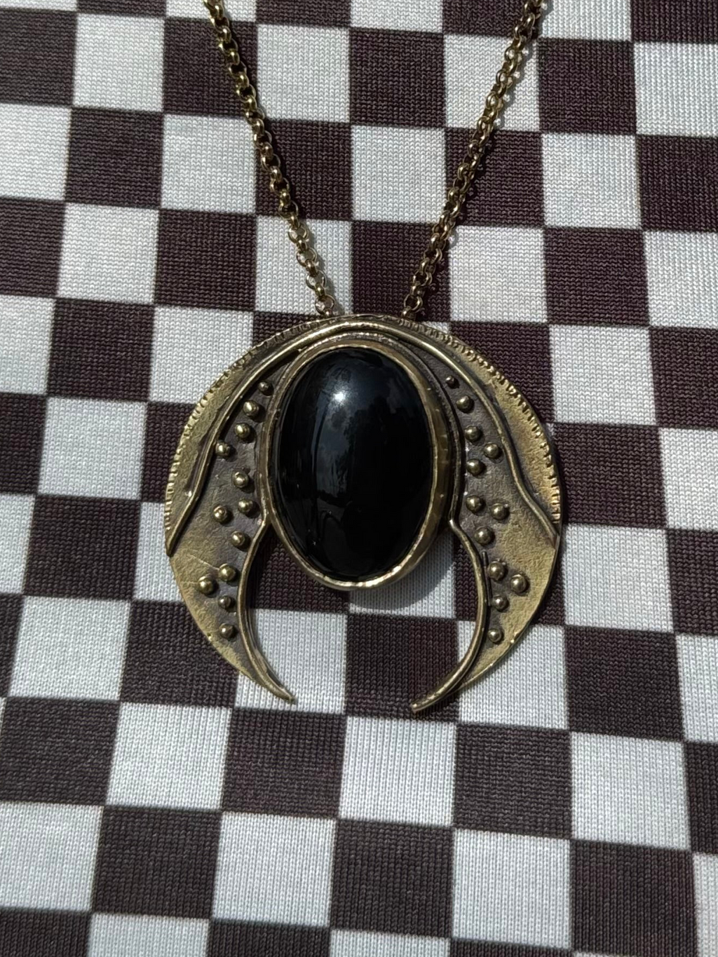 Moon Lover Onyx Necklace Brass