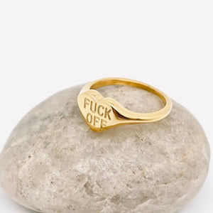 Fuck Off Heart Ring Gold