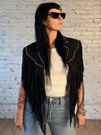 Studded Fringe Shrug Black