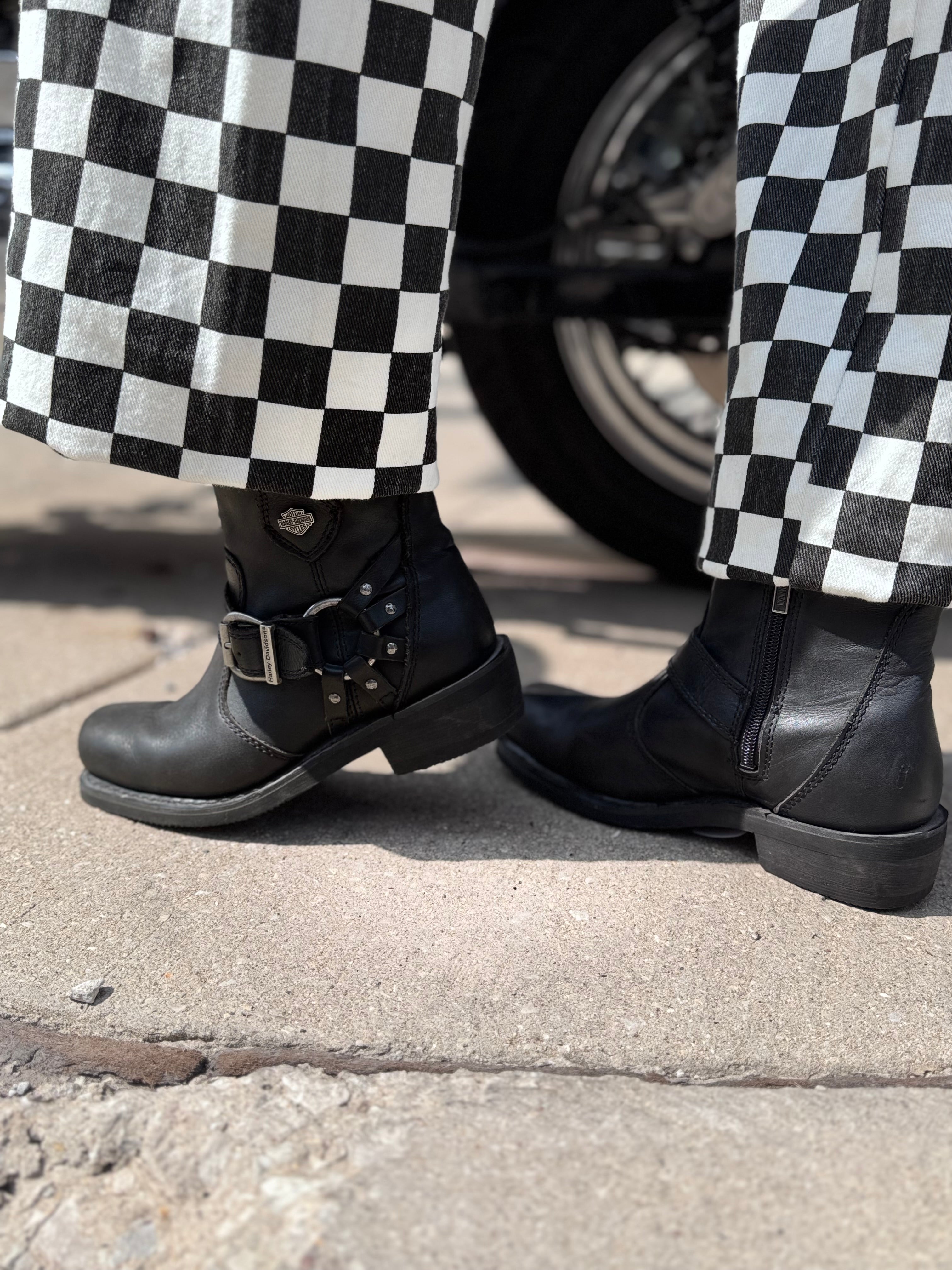 Vintage Harley Davidson Women's Short Buckle Harness Boots Black Size 7
