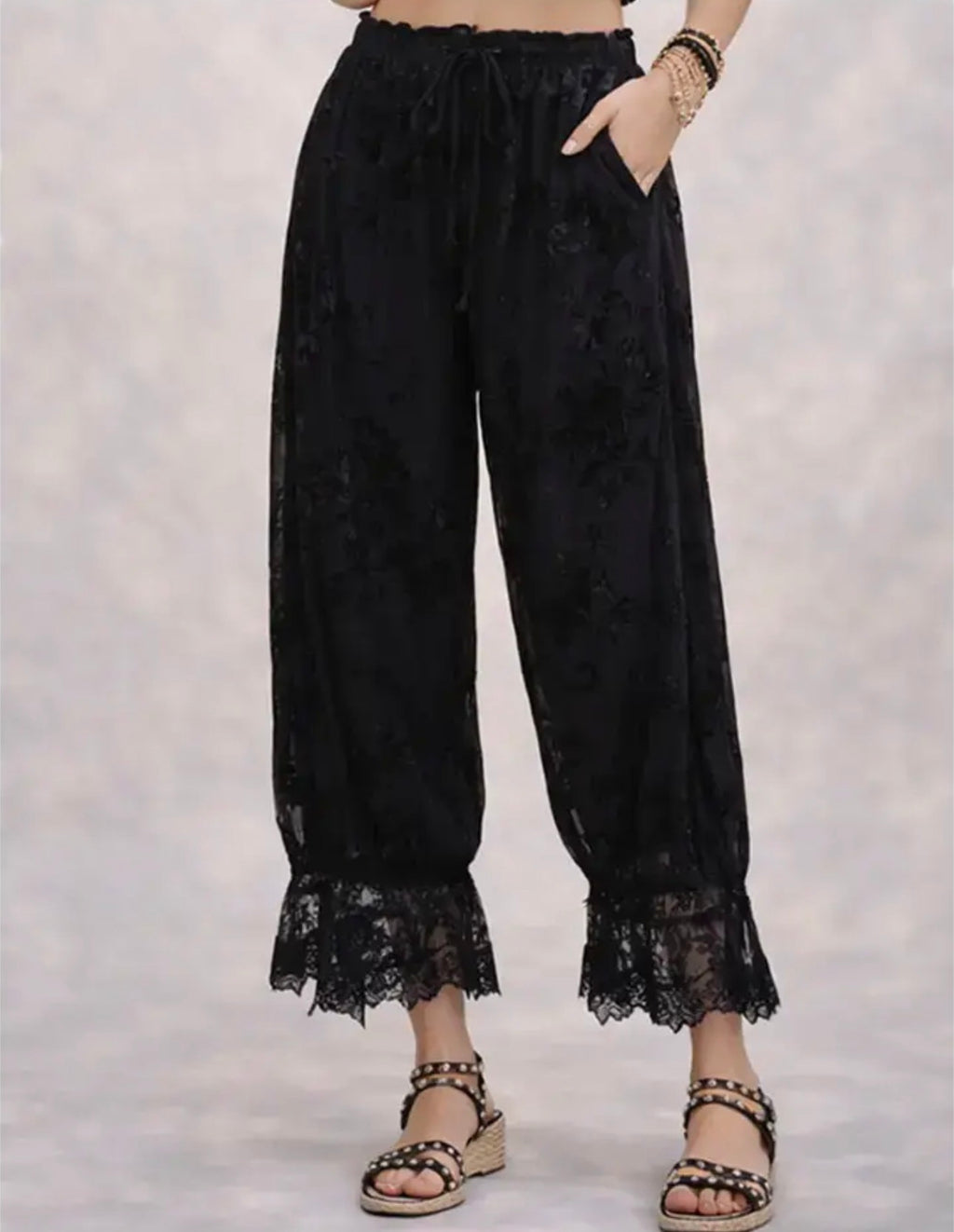 Lace Bottom Bloomers Black