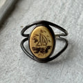 Vintage Sterling Scrimshaw Ring Size 7