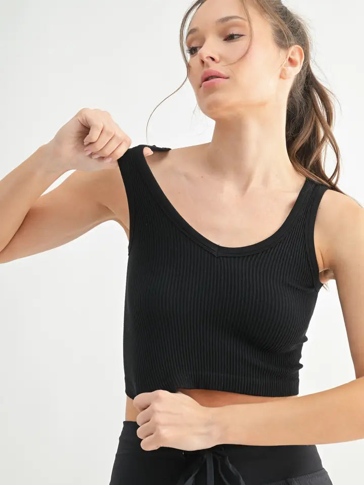 Ribbed Seamless Cropped Cami Tank Top