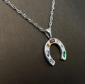 CZ Lucky Horseshoe Necklace Silver
