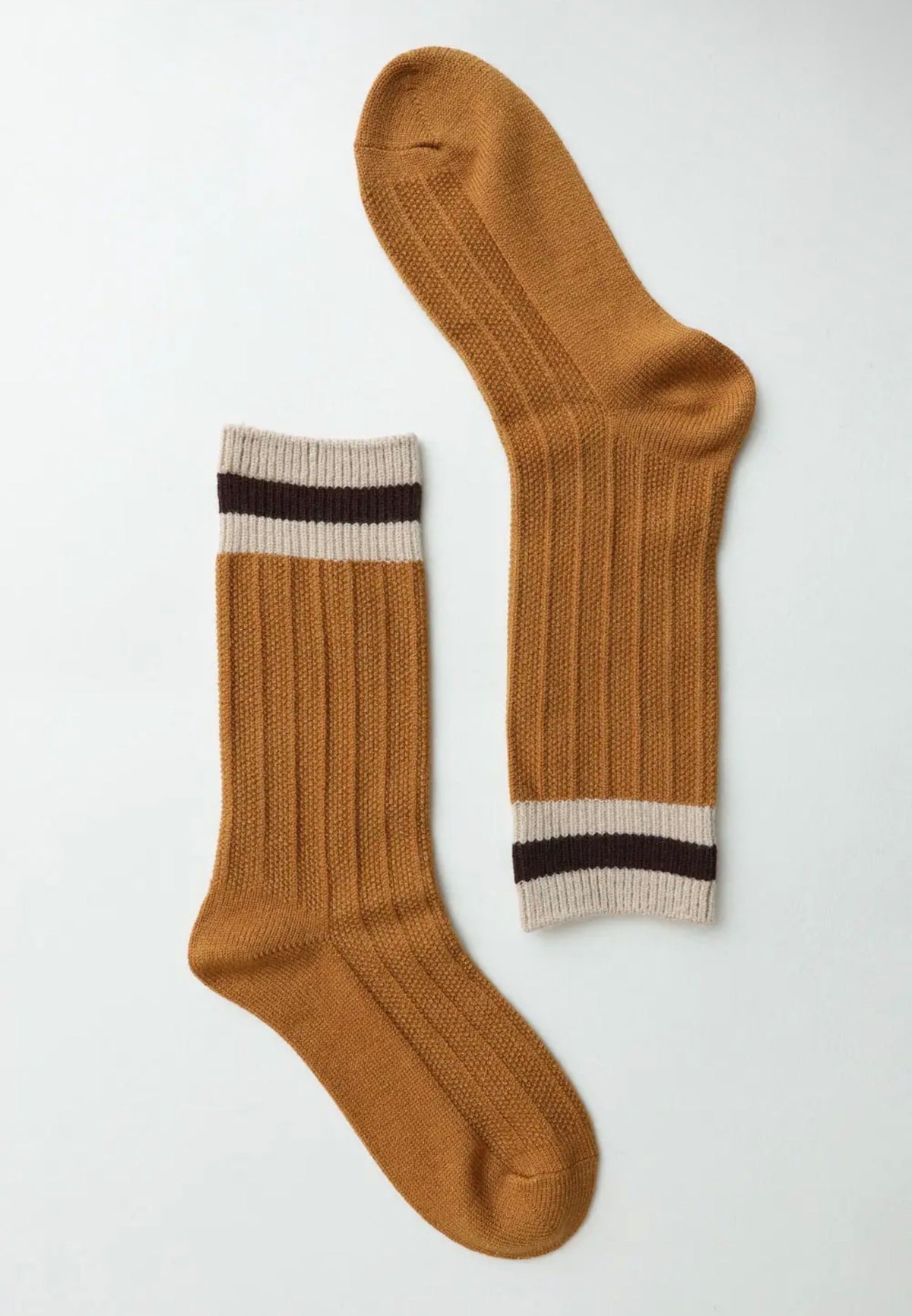 Retro Colorblock Wool Socks Mustard