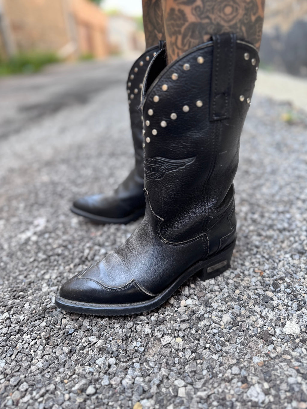 Vintage Harley Studded Cowboy Boots Size 6.5
