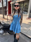 Paneled Denim Skort Romper