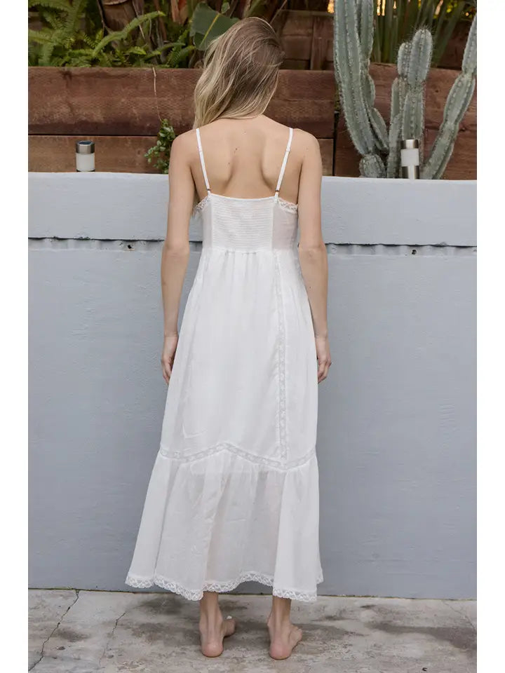 Romantic Button Down Dress White