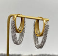 Two Tone Chain Huggie Earrings
