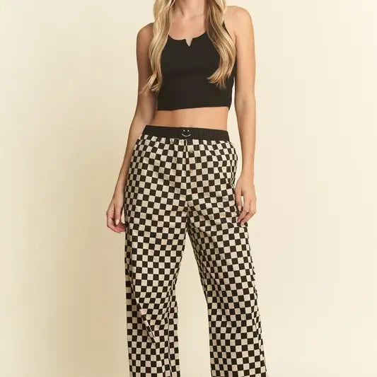 Checkered Pant - Black and Mocha