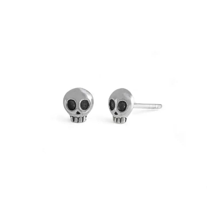 Mini Skull Post Earrings Sterling
