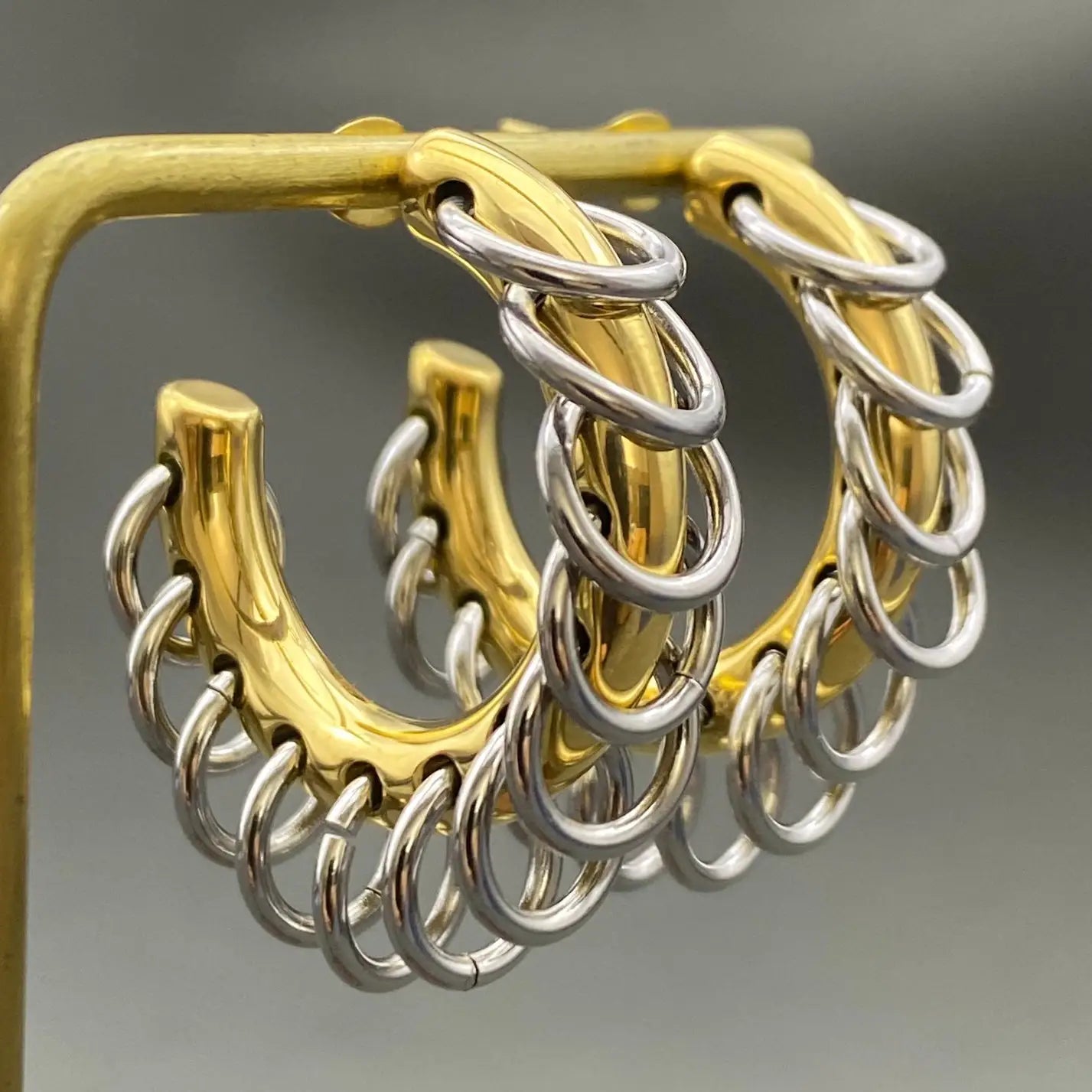 Two Tone Ring Hoop Earrings