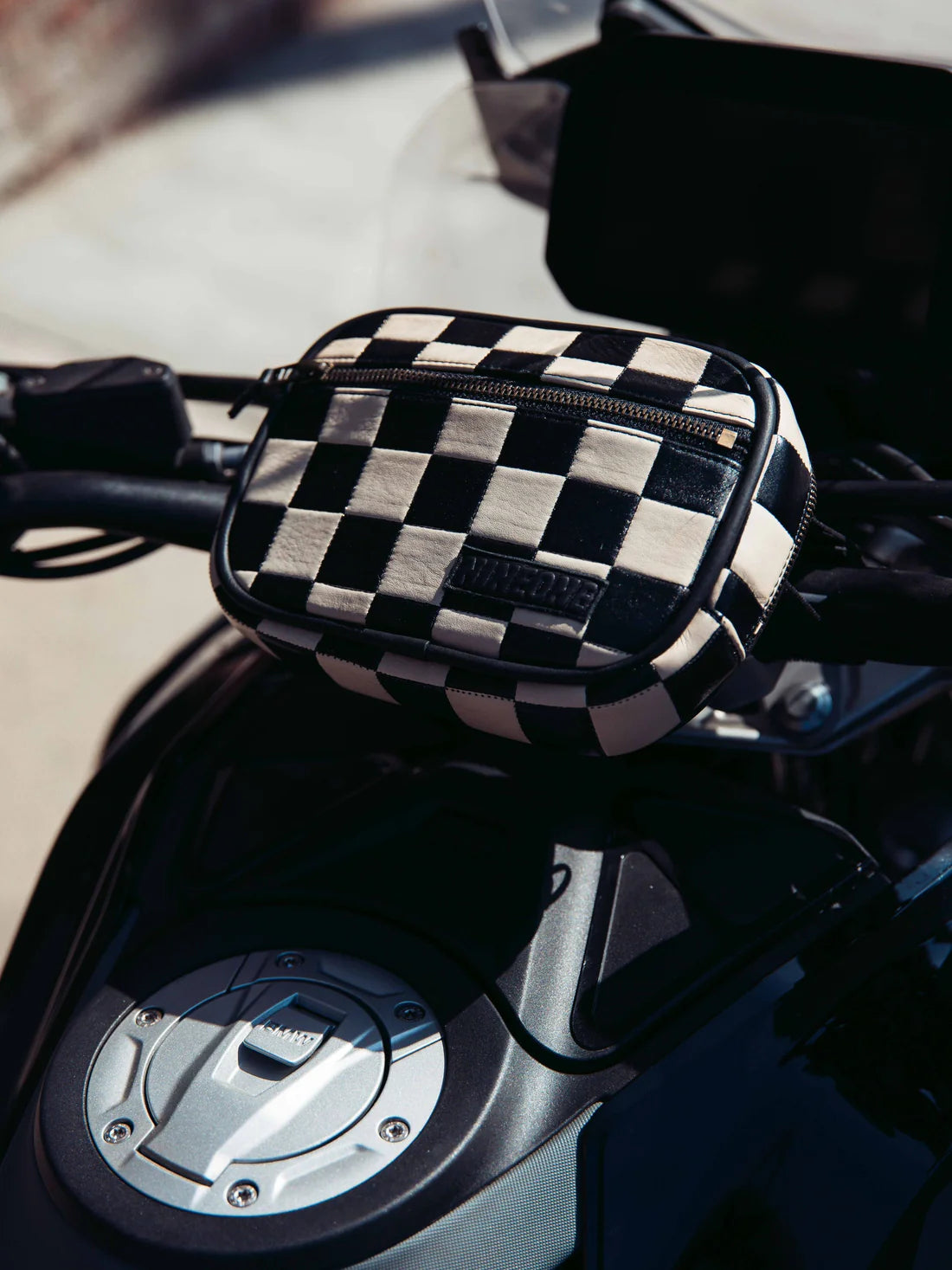 Checkered Handlebar Bag Black / White