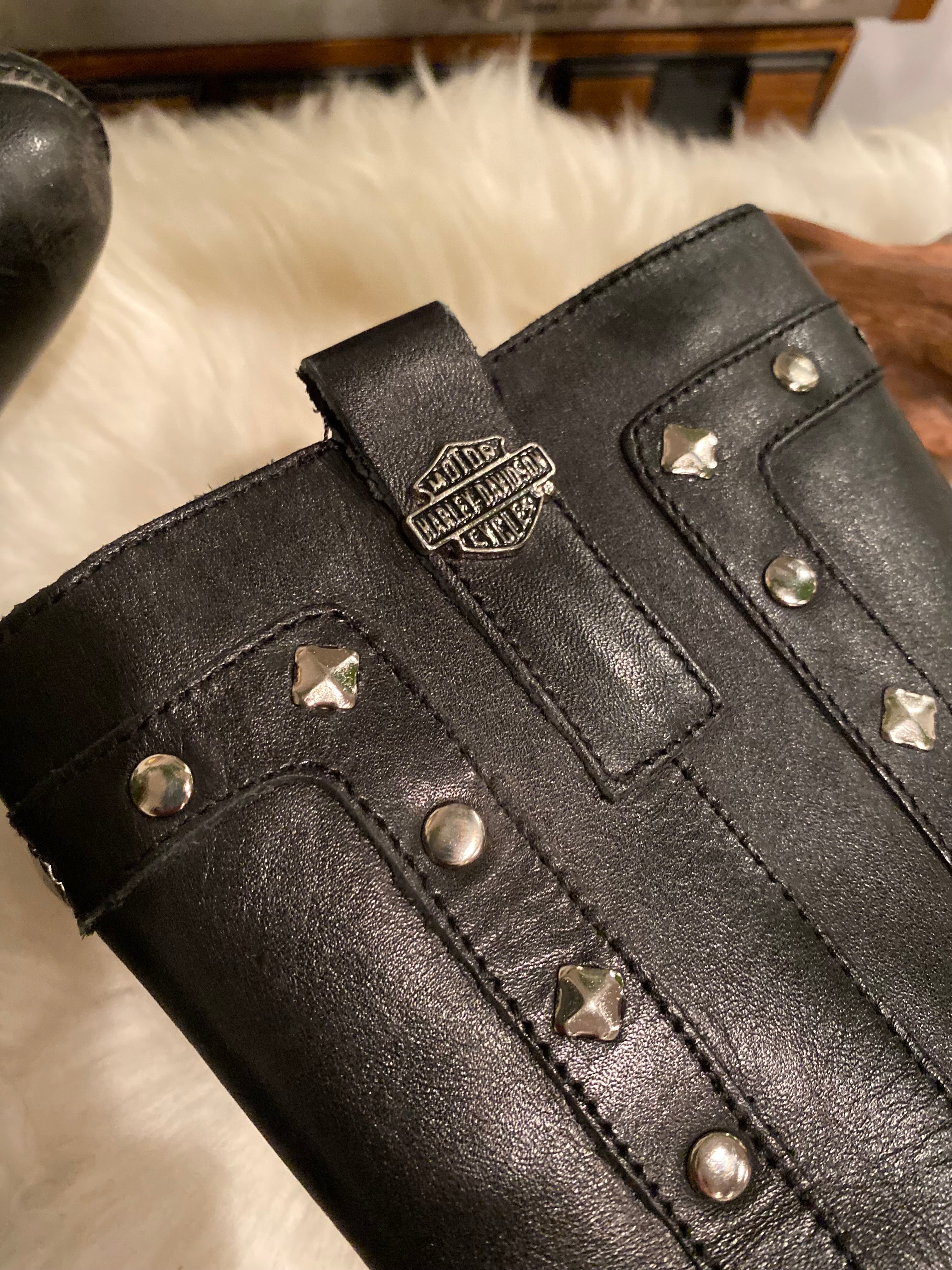 Vintage Harley Heeled Stud Boots Size 7.5