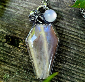 Coffin Pendant Necklace Moonstone