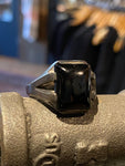Vintage Oxidized Sterling Onyx Ring Size 12