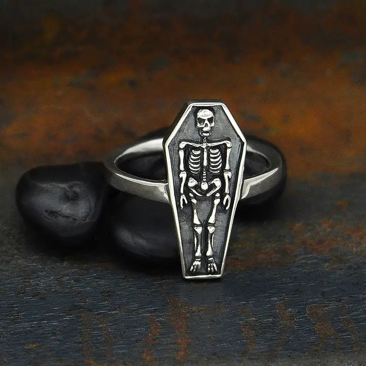 Skeleton Coffin Ring Sterling Size 7