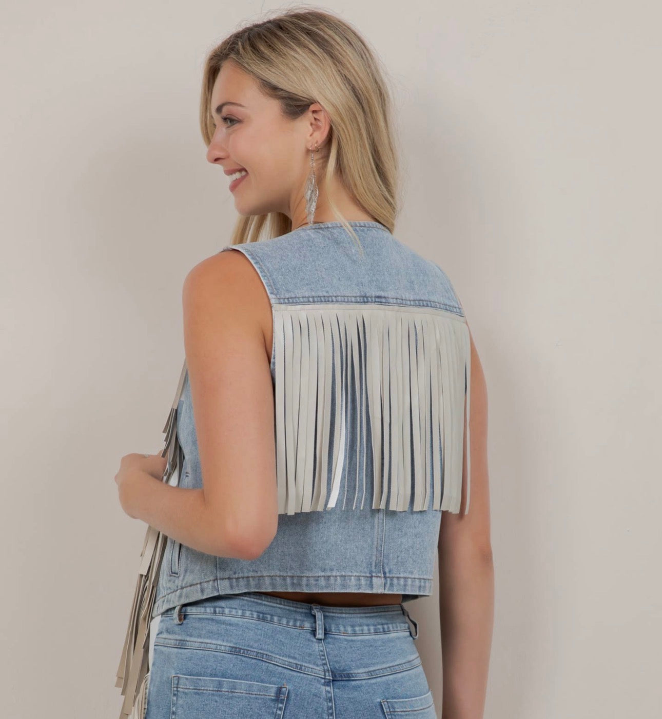 Denim Fringe Vest