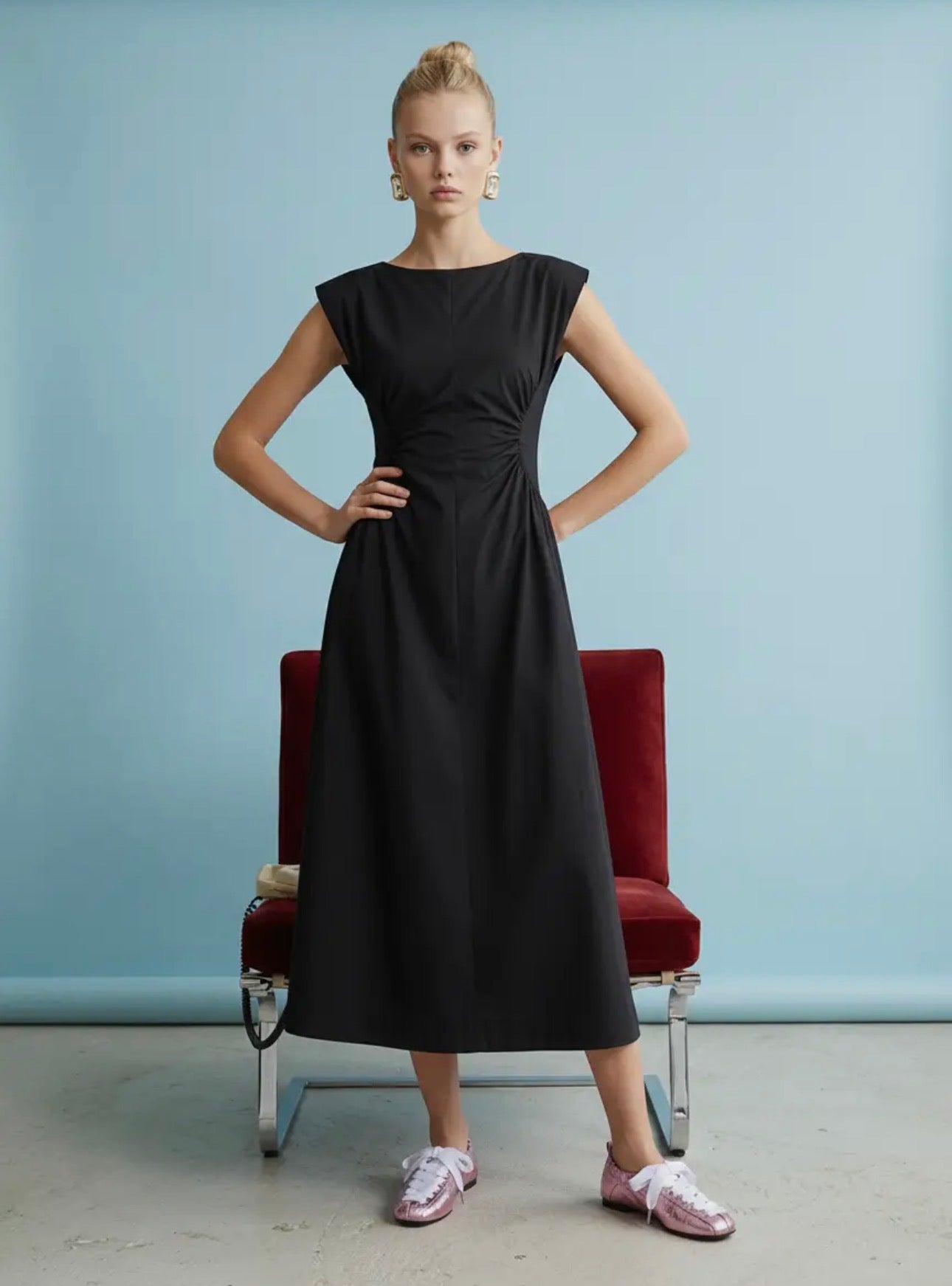 Ruched Waist Dress Black