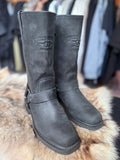 Vintage Harley Davidson Men's Embossed Logo Harness Boots Black