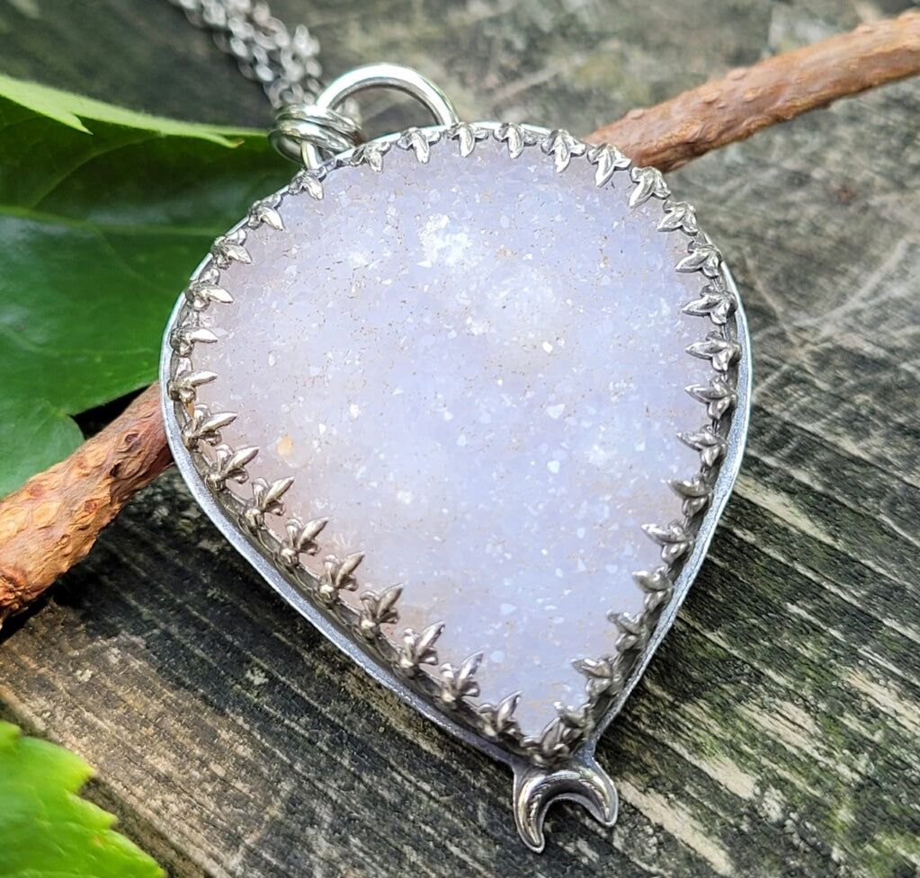 Quartz Crystal Druzy Pendant Necklace