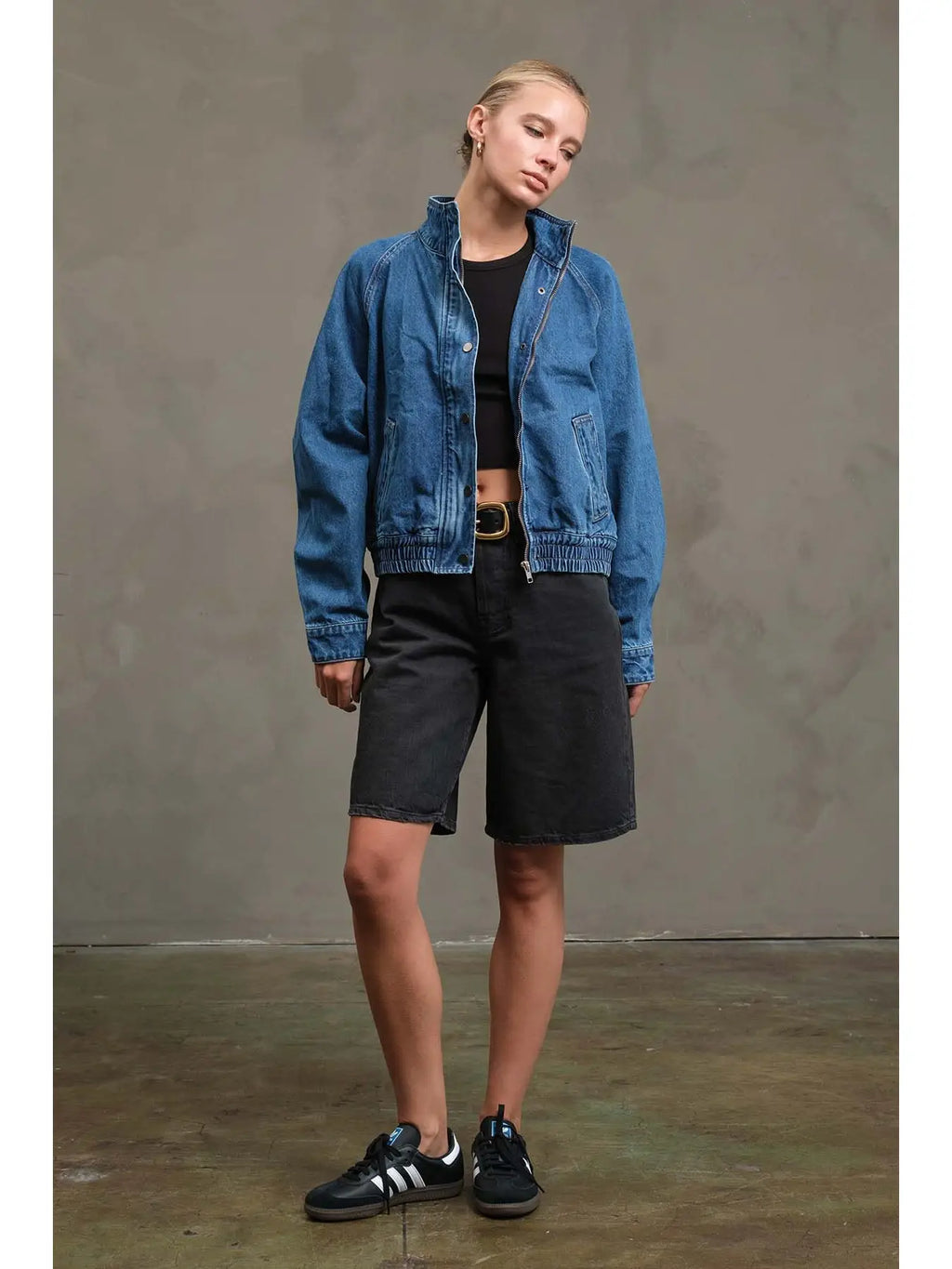 Washed Denim Bomber