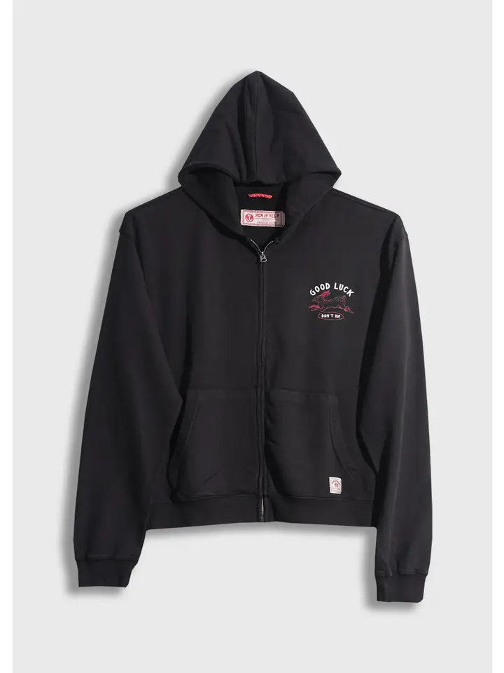 Good Luck Zip Hoodie Black