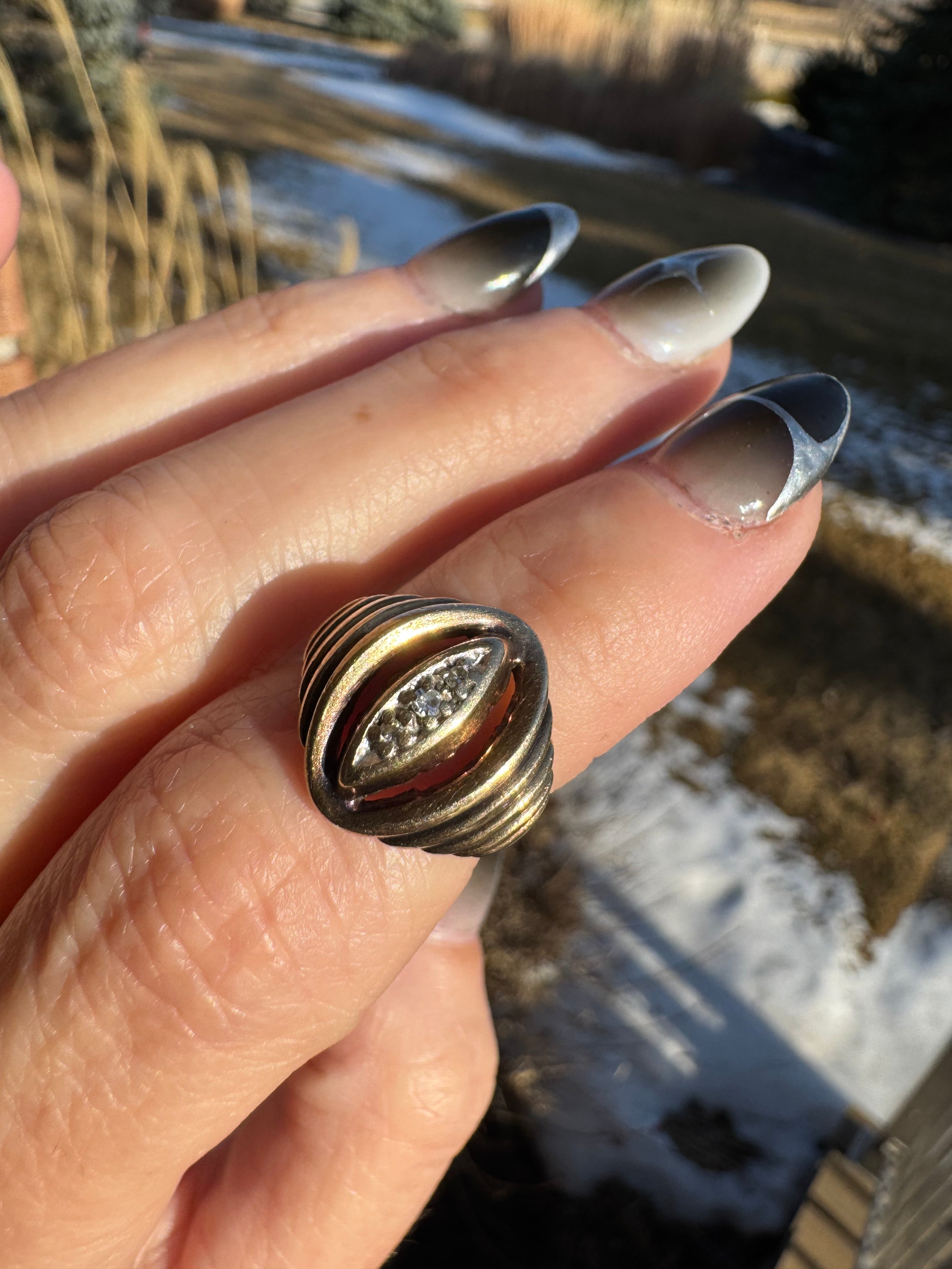 Vintage 10k Art Deco Diamond Ring Size 4