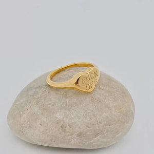Fuck Off Heart Ring Gold