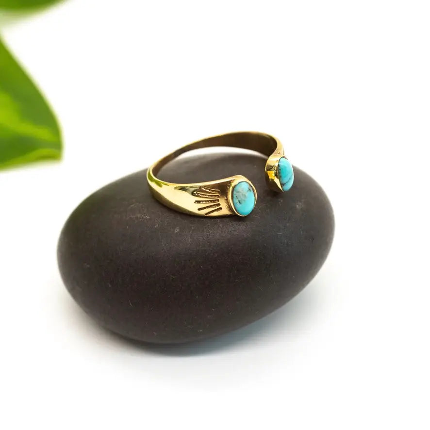 Turquoise Ray Ring Brass