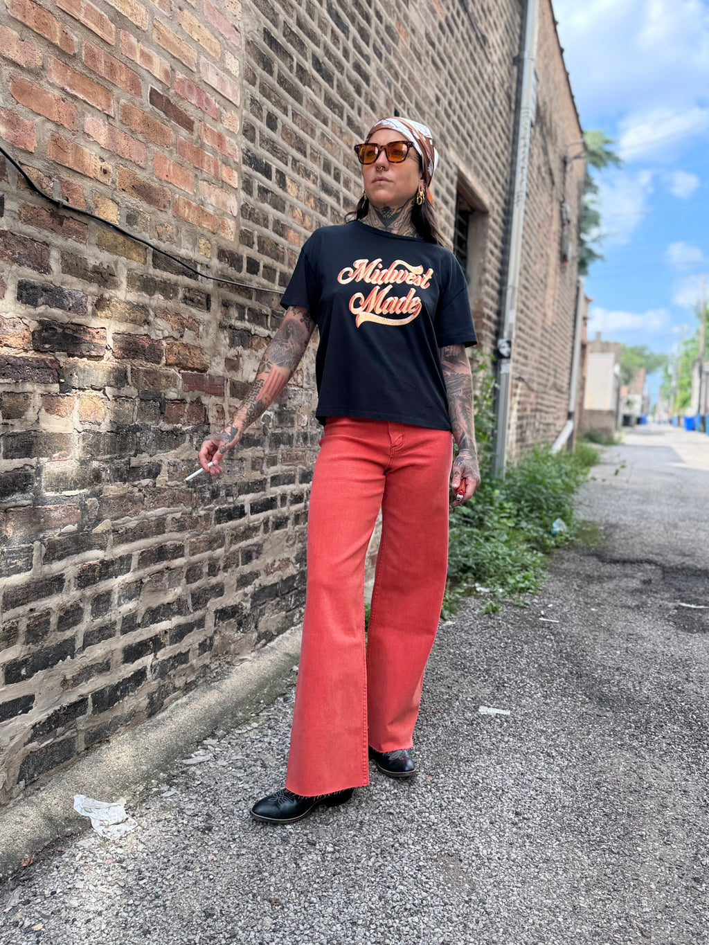 Wide Leg Jeans Burnt Orange