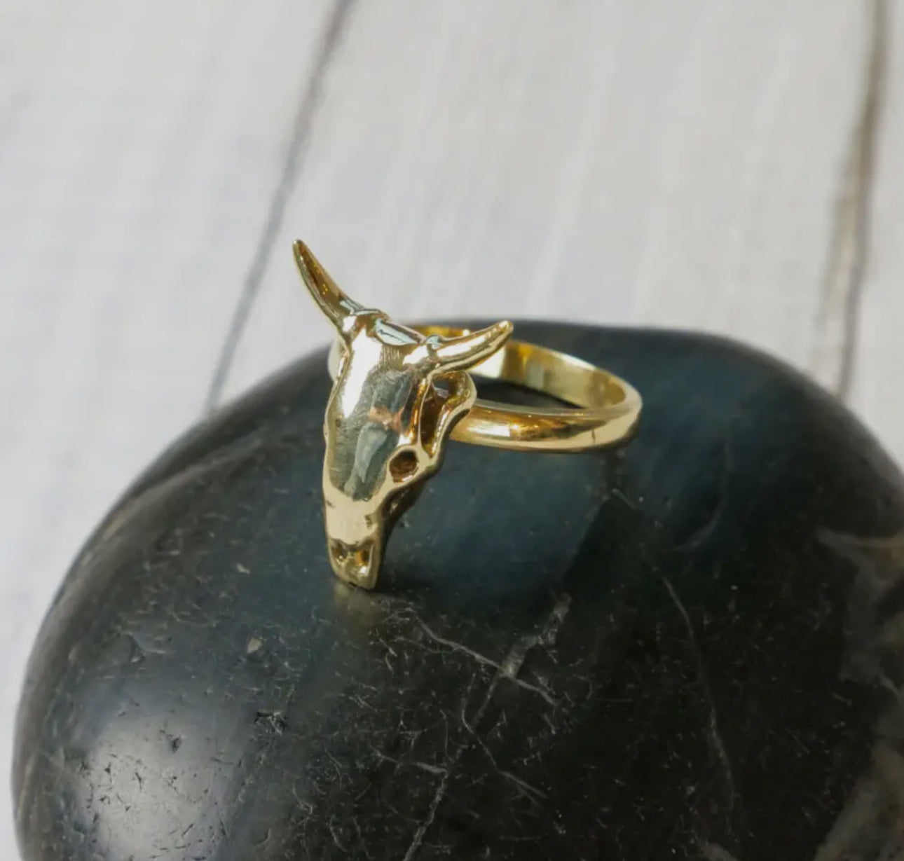 Brass Bull Skull Ring