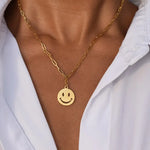 Smiley Face Necklace Gold