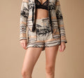 Horse Print Jacquard Shorts Mocha