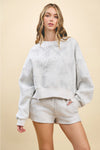 Camouflage Print  Dropped Shoulders Sweatshirt Grey