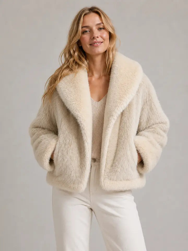 Reversible Faux Fur Coat Black/Natural